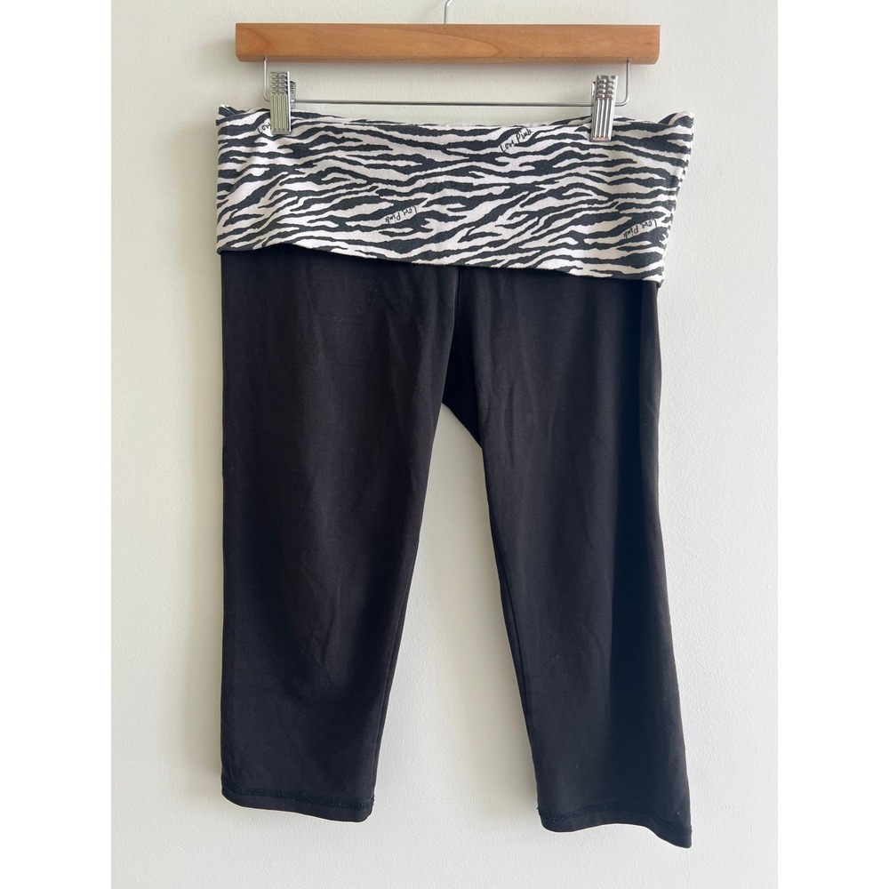 PINK Victoria's Secret Zebra Foldover Yoga Capri Leggings Sz M Y2K Love Pink